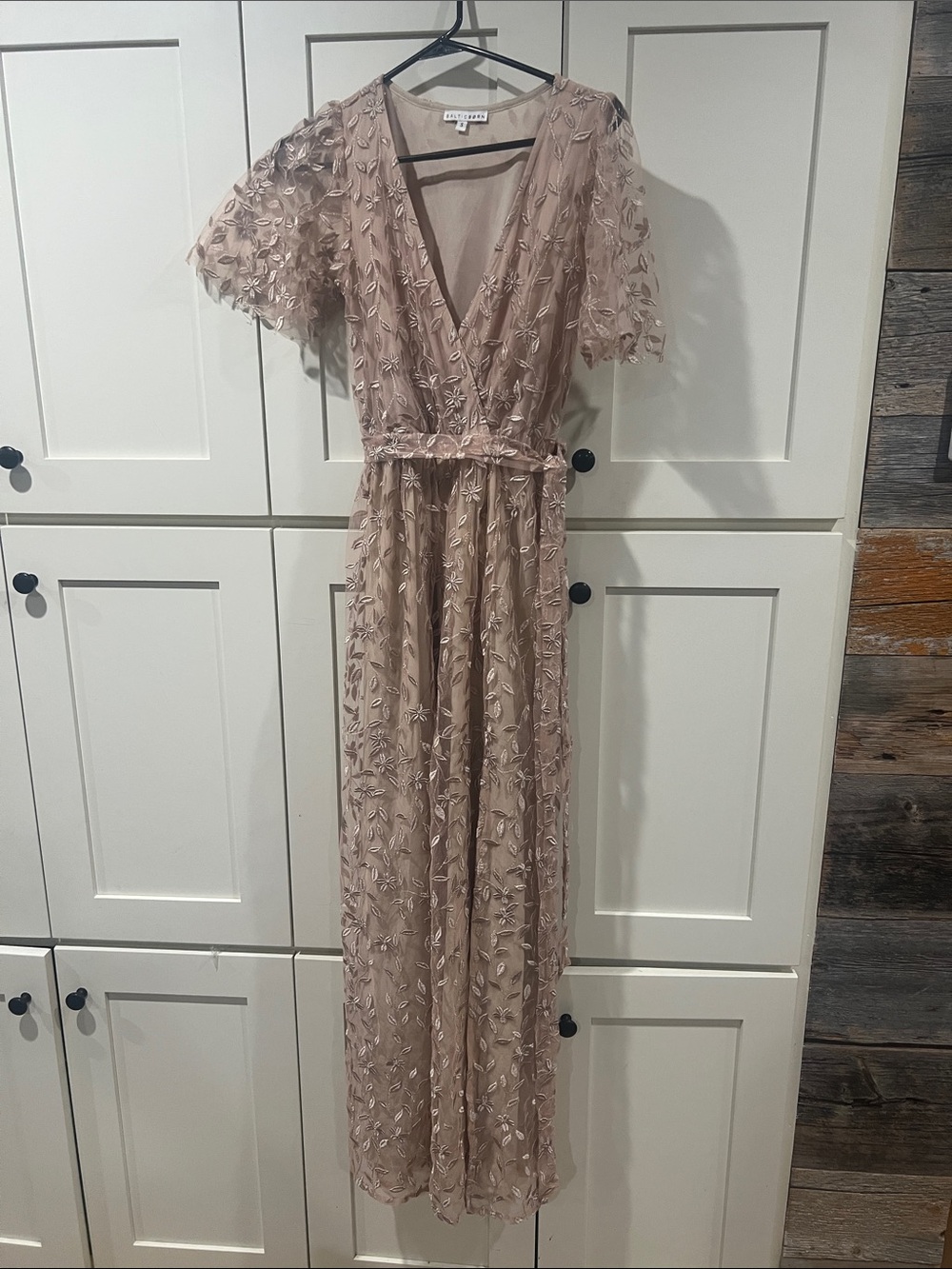 Baltic Born Marseille Embossed Maxi Dress Nude Rose Size S